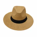 Summer Paper Straw Fedora Hat – Camel, Cream, Beige Adjustable Rope Hat