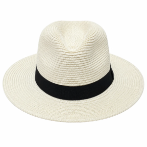 Unisex Wide Brim Straw Fedora Sun Hat Adjustable size rope, Crushable Fedora