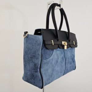 Denim Jeans  Bag Large Zipper Handbag Ladies Cotton Premuim Quality Double Handle Contrast - Image 11