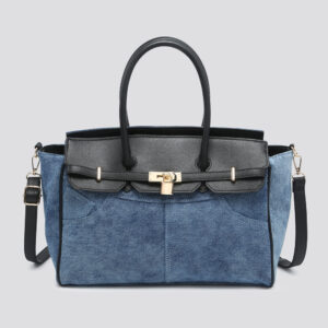 Denim Jeans  Bag Large Zipper Handbag Ladies Cotton Premuim Quality Double Handle Contrast - Image 3