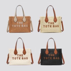 Women's Woven Straw Tote Bag with Shoulder Strap –  Summer Handbag , Luxury Design - Image 4