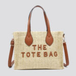 Women's Woven Straw Tote Bag with Shoulder Strap –  Summer Handbag , Luxury Design