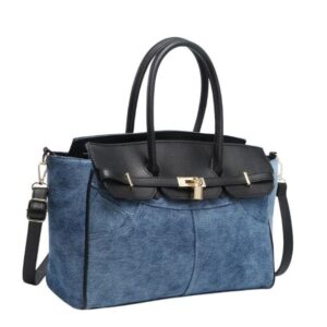 Denim Jeans  Bag Large Zipper Handbag Ladies Cotton Premuim Quality Double Handle Contrast - Image 14