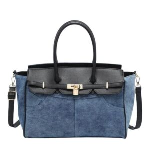 Denim Jeans  Bag Large Zipper Handbag Ladies Cotton Premuim Quality Double Handle Contrast - Image 15