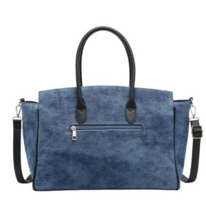 Denim Jeans  Bag Large Zipper Handbag Ladies Cotton Premuim Quality Double Handle Contrast - Image 16
